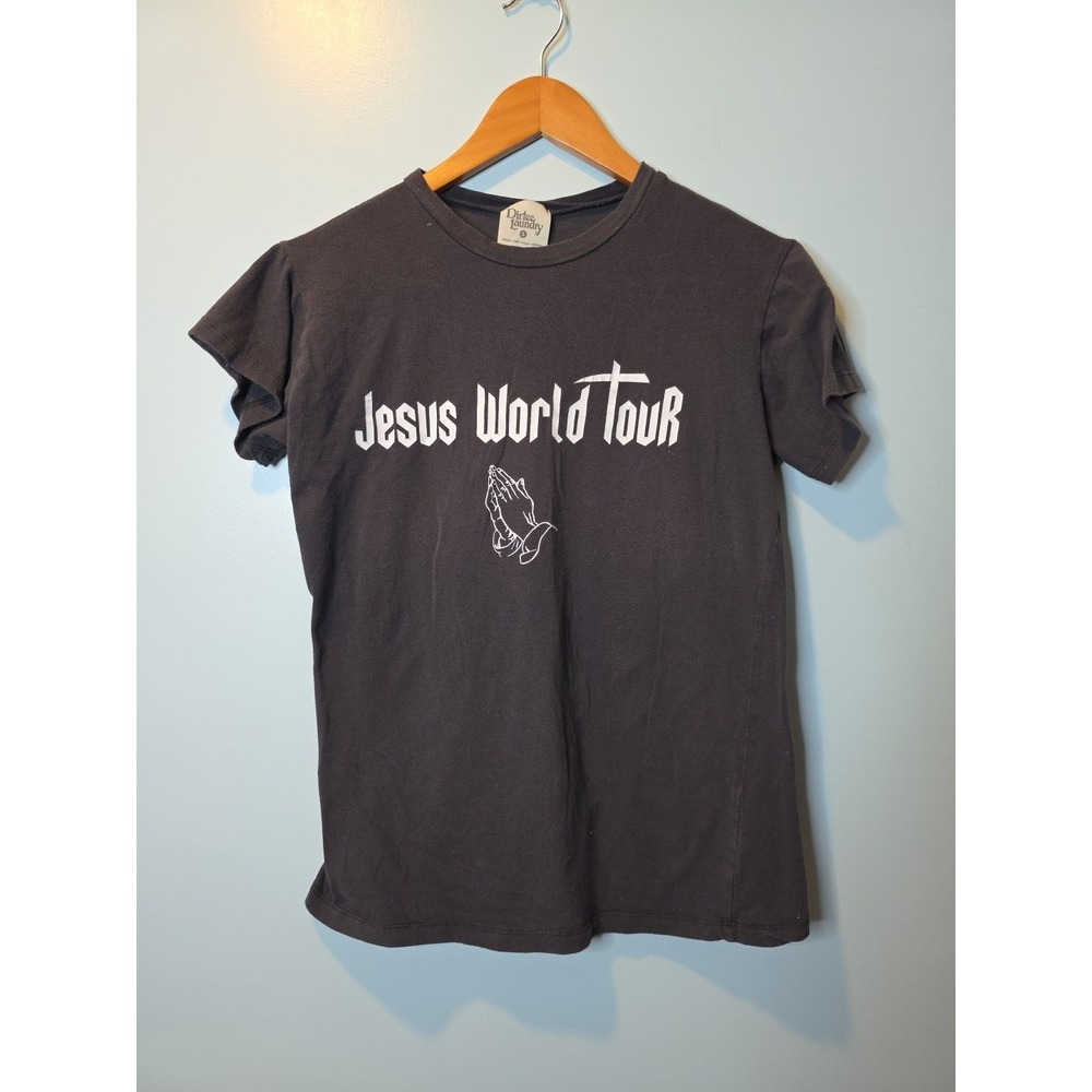 Jesus World Tour graphic Tee S God Christian Prayer Bible religion Dirtee Laundr - Picture 1 of 5